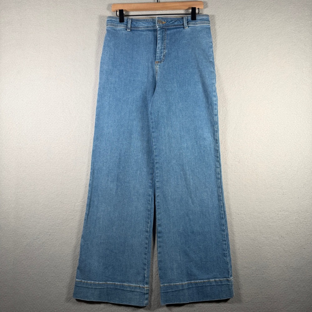 Avec Les Filles Women 29 Wide Leg Jeans Medium Wash High Rise Blue Denim 14731